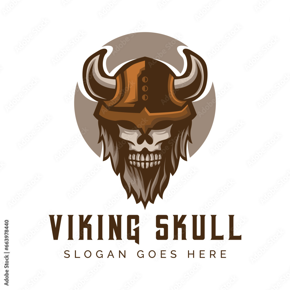Viking Skull Warrior Man logo icon symbol template design Stock Vector ...