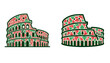 Colosseum silhouette pizza Italian design illustration