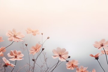 Wall Mural -  a bunch of pink flowers with a sky background in the background.  generative ai