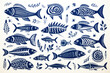 Fischmuster in Blau
