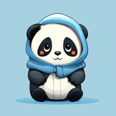 Wall Mural - Cute cartoon panda sitting on the floor. Vector illustration.