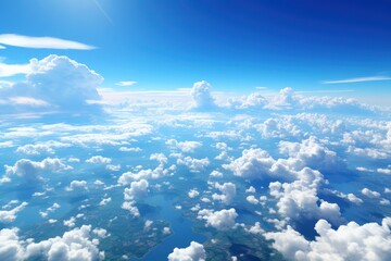 Wall Mural - Blue sky and clouds, aerial view of planet Earth curvature, sunny day