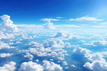 Wall Mural - Blue sky and clouds, aerial view of planet Earth curvature, sunny day