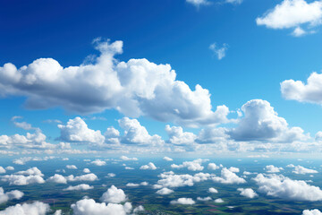 Wall Mural - Blue sky and clouds, aerial view of planet Earth curvature, sunny day
