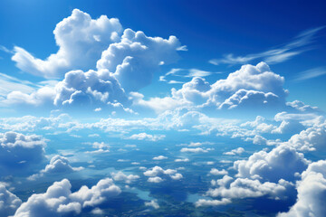 Wall Mural - Blue sky and clouds, aerial view of planet Earth curvature, sunny day