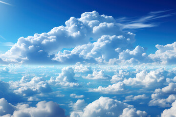 Wall Mural - Blue sky and clouds, aerial view of planet Earth curvature, sunny day