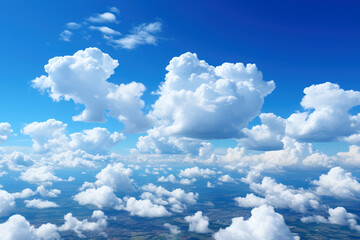 Wall Mural - Blue sky and clouds, aerial view of planet Earth curvature, sunny day