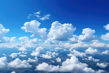 Wall Mural - Blue sky and clouds, aerial view of planet Earth curvature, sunny day