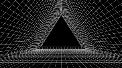 Wall Mural - abstract 80s styled computer background. sci-fi architecture interior with retro lines. synthwave or