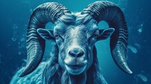 A Blue Poster With A Goats Face
