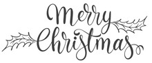 Merry Christmas Hand Lettering Calligraphy Isolated On White Background. Vector Holiday Illustration Element. Merry Christmas Script Calligraphy