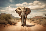 Fototapeta Perspektywa 3d - elephant statue in the desert