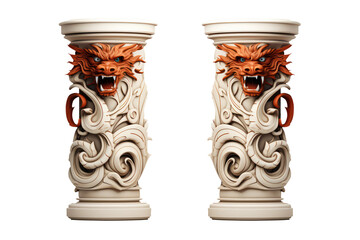 Two columns with chinese dragon decoration. PNG