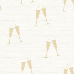 Wall Mural - seamless paper texture with champagne glasses; new year's eve, party, wedding background- vector illustration