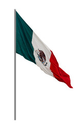 Flag of Mexico on a pole with a transparent background