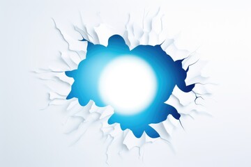 Wall Mural - Breakthrough paper hole with blue background isolated