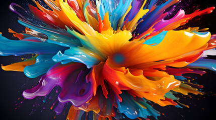 Wall Mural - an explosion of multi-colored colors in a flow moving in a circle