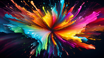 Wall Mural - an explosion of multi-colored colors in a flow moving in a circle