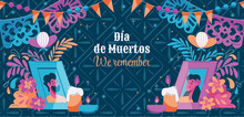 Flat Horizontal Banner Template Dia De Muertos Celebration Design Vector Illustration
