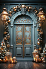 Wall Mural - Festive Christmas door decoration