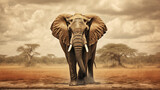 Fototapeta Perspektywa 3d - Elefante sépia 