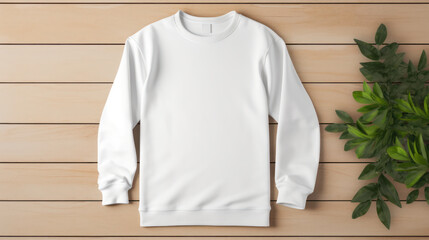 Wall Mural - Blank white sweatshirt mockup, Empty sweater template, Fashion advertising display. Generative AI