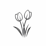 Fototapeta Tulipany - Tulips in cartoon, doodle style. 2d vector illustration in logo, icon style. AI Generative