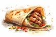 Illustration of a mouthwatering shawarma kebab, showcasing lightly grilled, flavorful meat. Generative AI