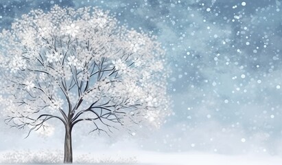 Wall Mural - winter landscape background, generative ai.