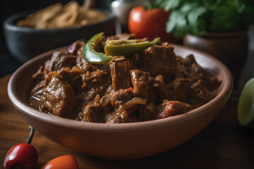 Wall Mural - carne guisada, A close up of an amazing traditional Mexican meal 