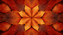 Autumn Leaves Kaleidoscope Pattern, Realistic, Lush Red And Orange Hues