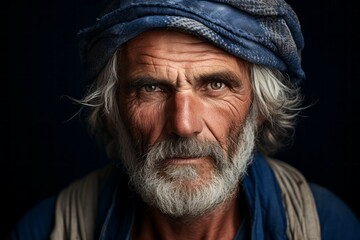 Afghan farmer. Portrait with selective focus and copy space