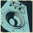 © blacklight_trace - Powerful floor-standing speaker retro poster