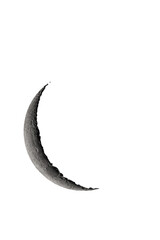 Wall Mural - crescent moon photographed with a telescope, where you can see the craters and the lunar surface, it