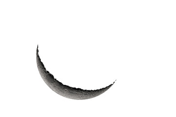 Wall Mural - crescent moon photographed with a telescope, where you can see the craters and the lunar surface, it