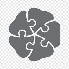 Wall Mural - Simple icon puzzle in gray. Simple icon puzzle of the five elements on transparent background for your web site design, app, UI. EPS10.