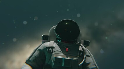 Wall Mural - An astronaut looking at something with a galaxy behind him
