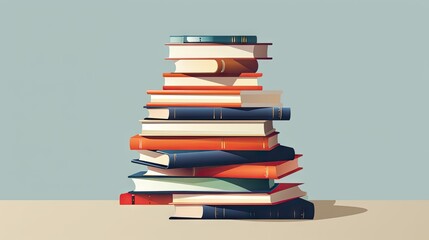 Canvas Print -  a stack of books sitting on top of each other on a table.  generative ai