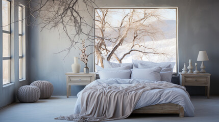 Sticker - beautiful room with white flowers,