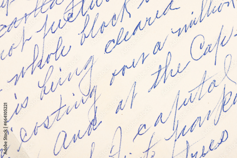 Closeup of a handwritten letter in cursive background Stock Photo ...