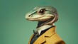 Anthropomorphic victorian snake character with pastel background advertisement mockup