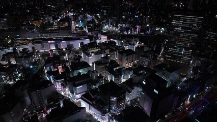 Wall Mural - Night view at Tokyo Ikebukuro station area.