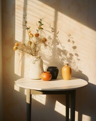 Composition in the sun's rays, dry plants and fruits.