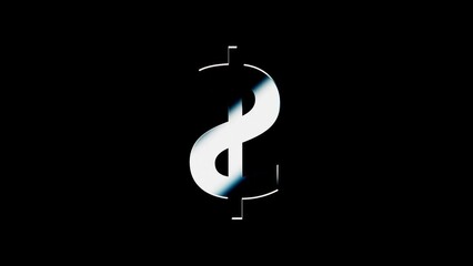 glass 3d.dollar sign on black background
