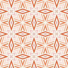Wall Mural - Seamless vector pattern with intricate geometric and floral designs; abstract line motifs for modern wallpapers, textile prints, and decorative backgrounds. Pink and orange tones ornament texture