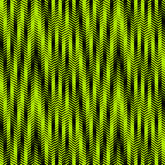 Wall Mural - Abstract vector geometric seamless pattern with fading lines, tracks, halftone stripes. Sport style illustration, urban art. Graphic texture in trendy neon green and black color. Modern sporty design