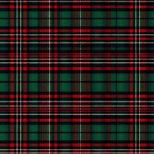 Black, Green And Red Scottish Tartan Plaid Seamless Pattern Background. Royal Stewart Cloth In Classic Colors. Christmas Geometric Print. Woolen Red Fabric