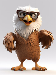 Wall Mural - A Cool 3D Cartoon Eagle Wearing Sunglasses on a Solid Background