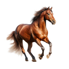 Wall Mural - Stallion horse standing with long mane, brown horse galloping, brown horse standing on transparent background