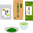 袋入りの緑茶茶葉のイラストセット